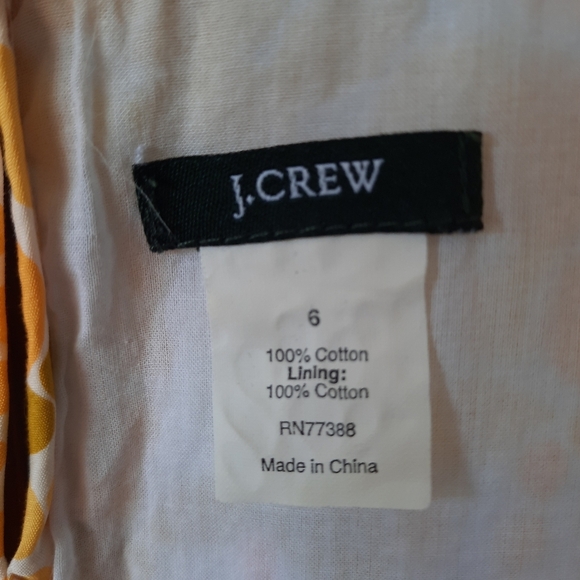 J. Crew 100% Cotton Golden Yellow Floral Sleeveless Tank Mini Dress 93618 Size 6 - Picture 8 of 12